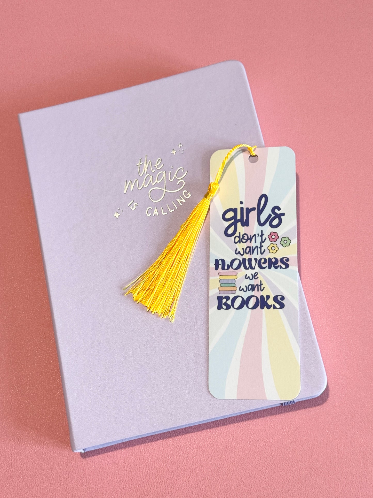 "Girls Don't Want Flowers, We Want Books" Reading Tracker Bookmark