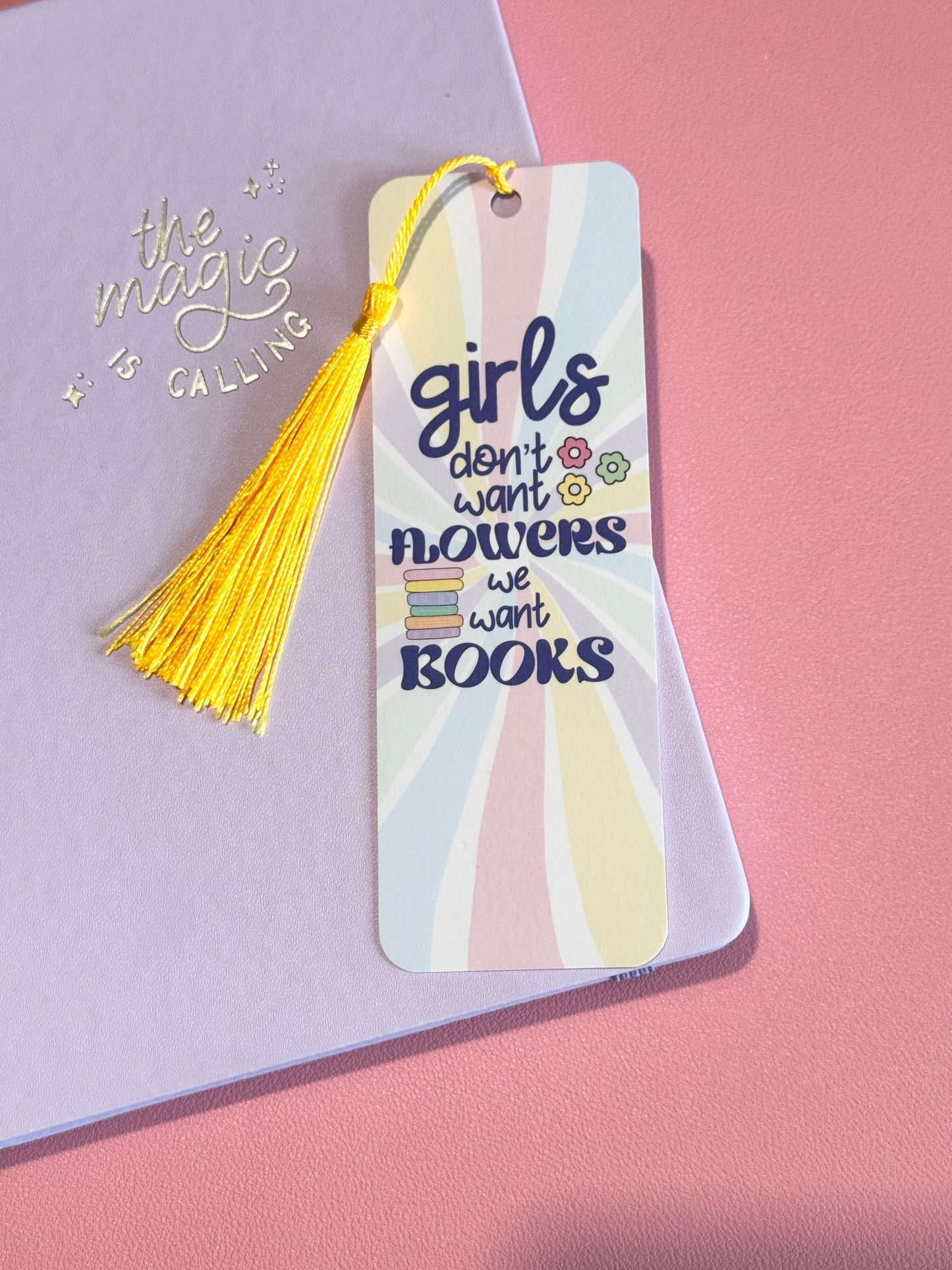 "Girls Don't Want Flowers, We Want Books" Reading Tracker Bookmark