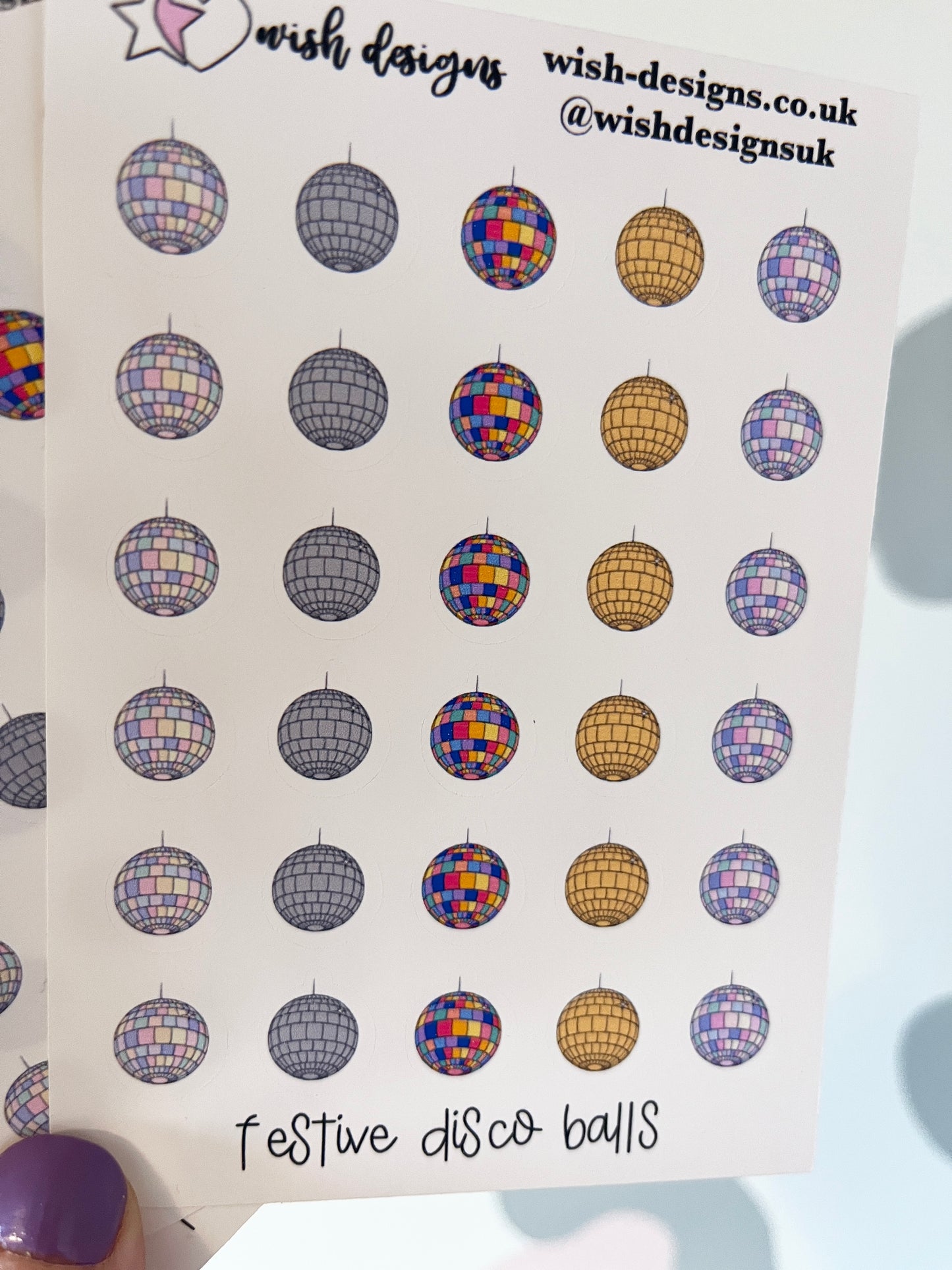 Festive Disco Balls Vinyl Sticker Sheet