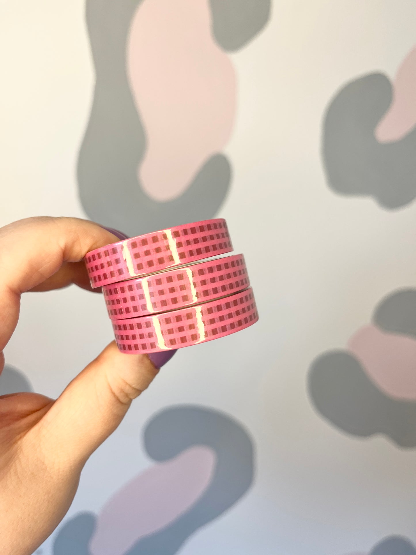 10mm Pink Contrast Check Washi Tape