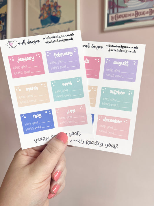 Yearly Reading Goals Vinyl Sticker Sheets