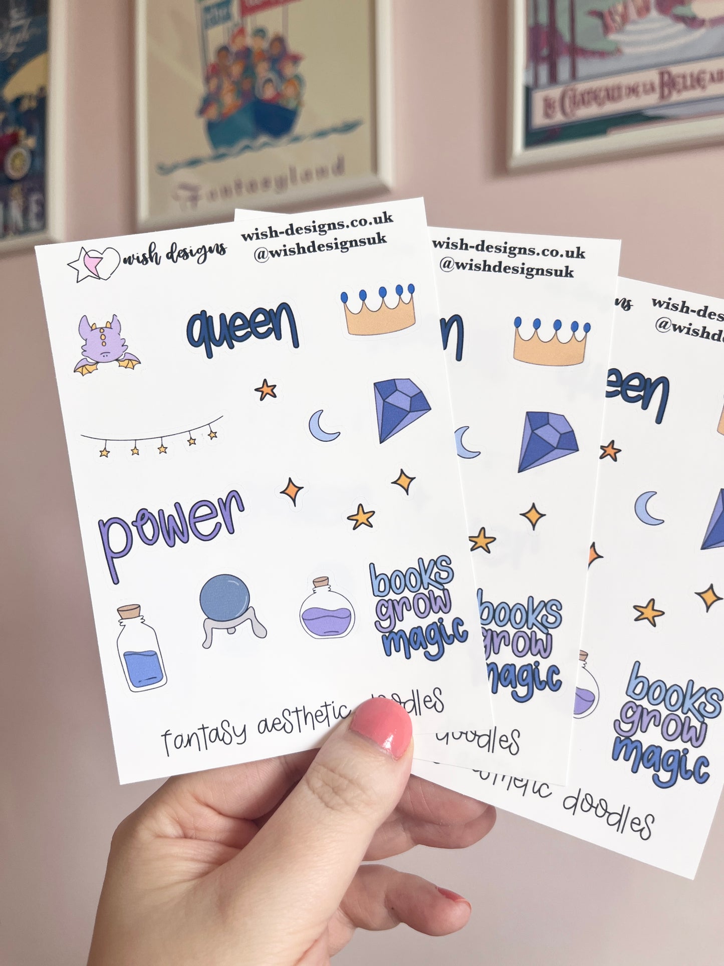 Fantasy Books Aesthetic Doodles Vinyl Sticker Sheet