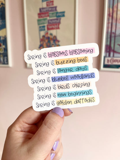 'Spring is...blossoms blossoming' Vinyl Sticker