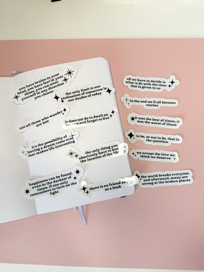 Book Reading Quotes Clear Sticker Pack