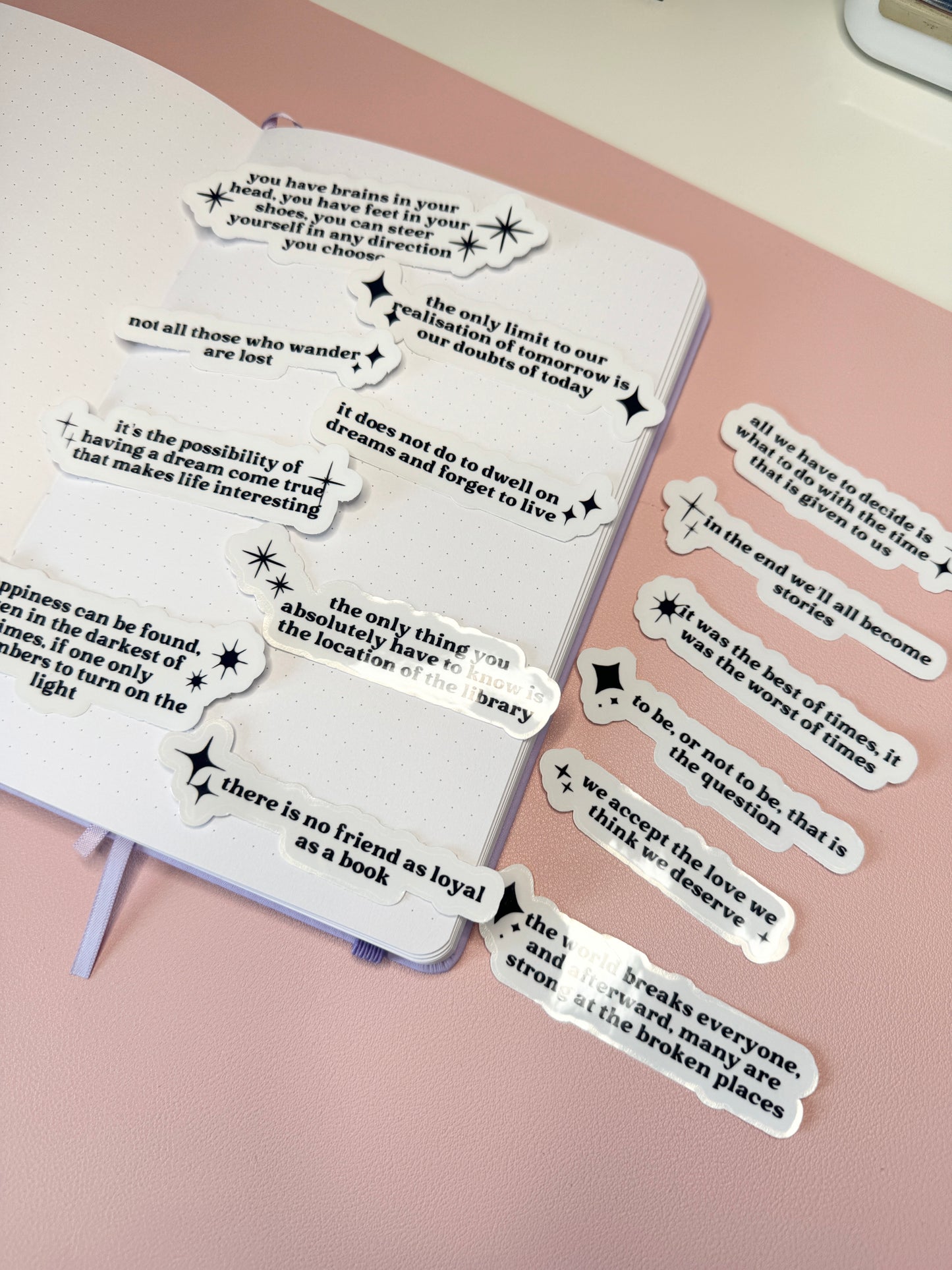 Book Reading Quotes Clear Sticker Pack