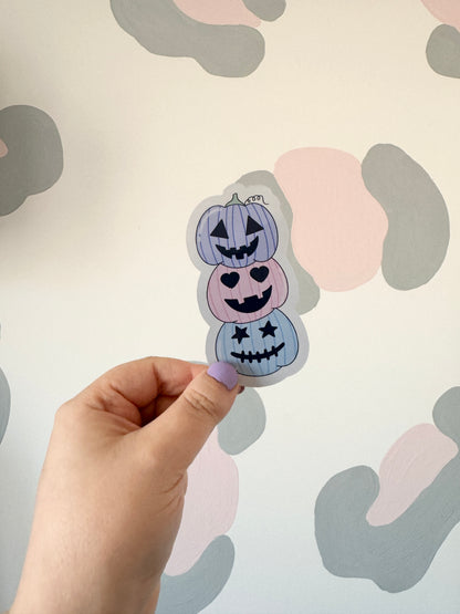 Pastel Pumpkin Stack Holographic Sticker