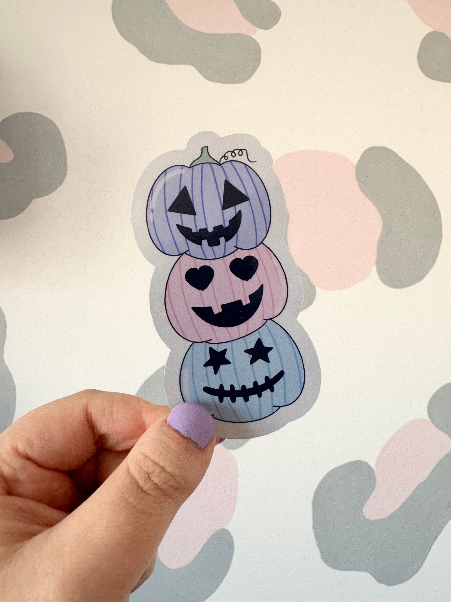 Pastel Pumpkin Stack Holographic Sticker