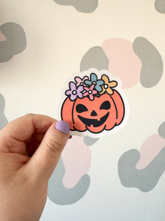 Flower Pumpkin Vinyl Sticker