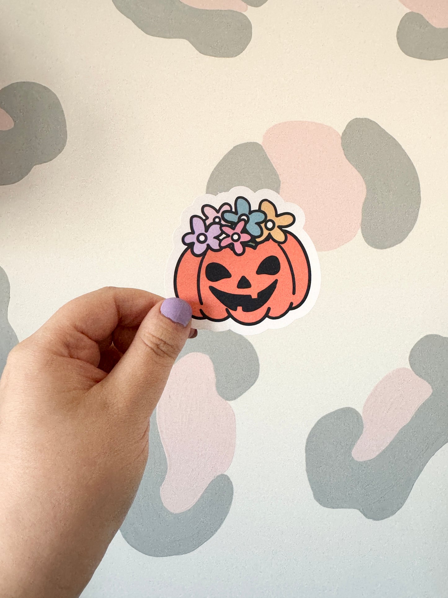 Flower Pumpkin Vinyl Sticker