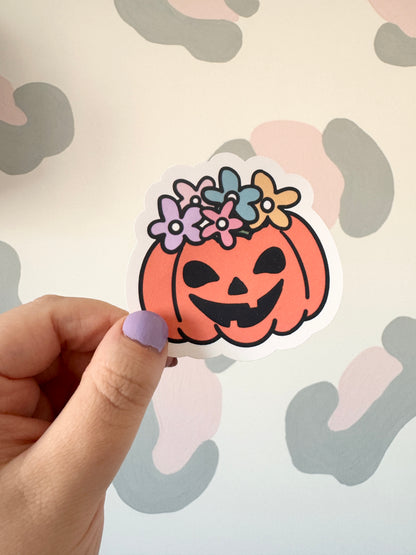 Flower Pumpkin Vinyl Sticker