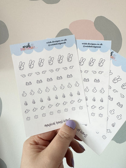 Magical Hand Icons Vinyl Sticker Sheet