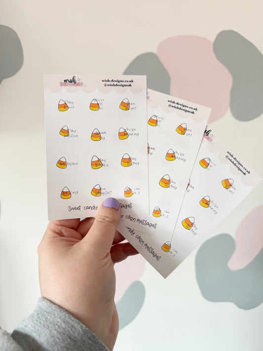 Sweet Candy Corn Messages Vinyl Sticker Sheet