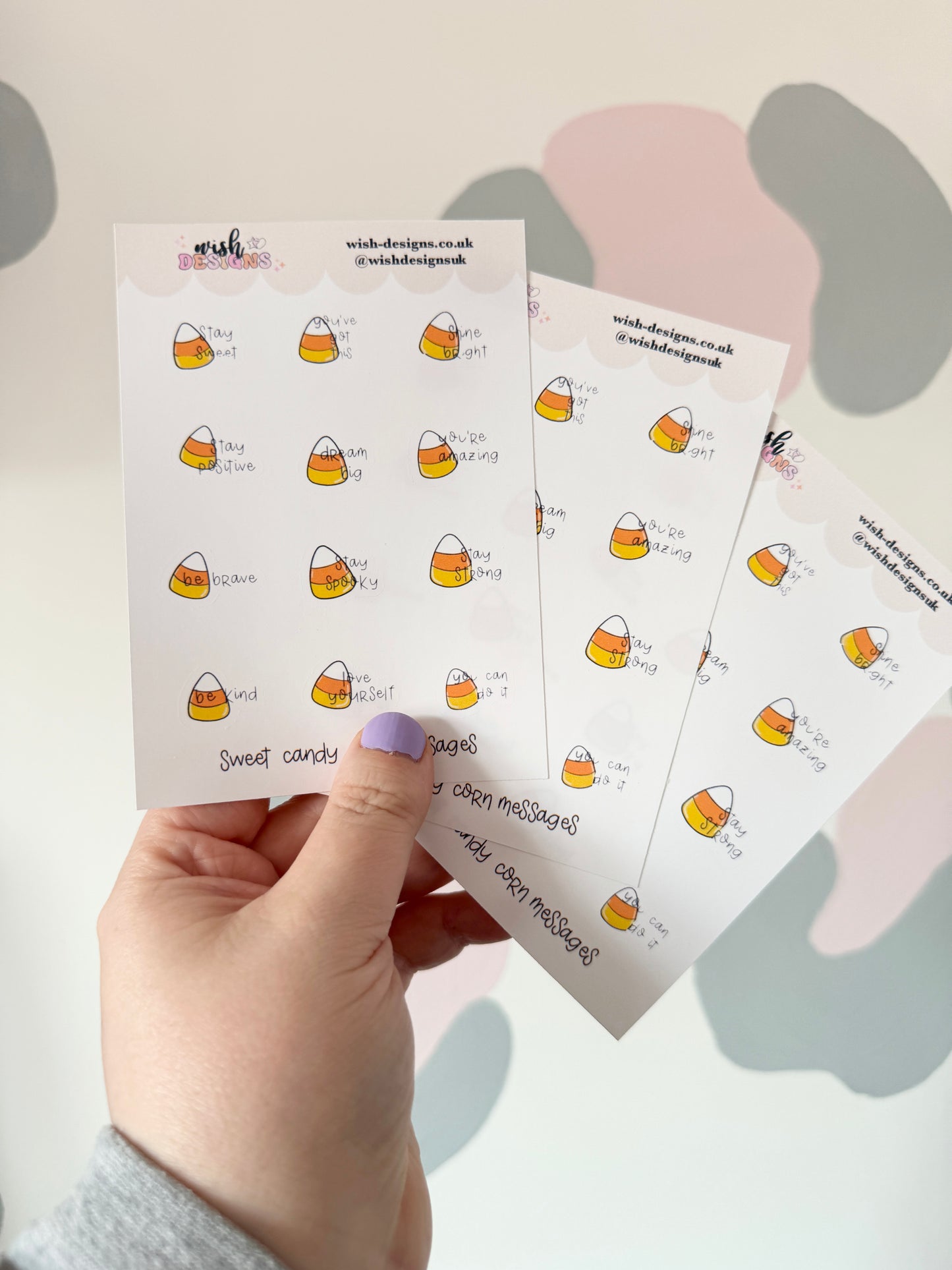 Sweet Candy Corn Messages Vinyl Sticker Sheet