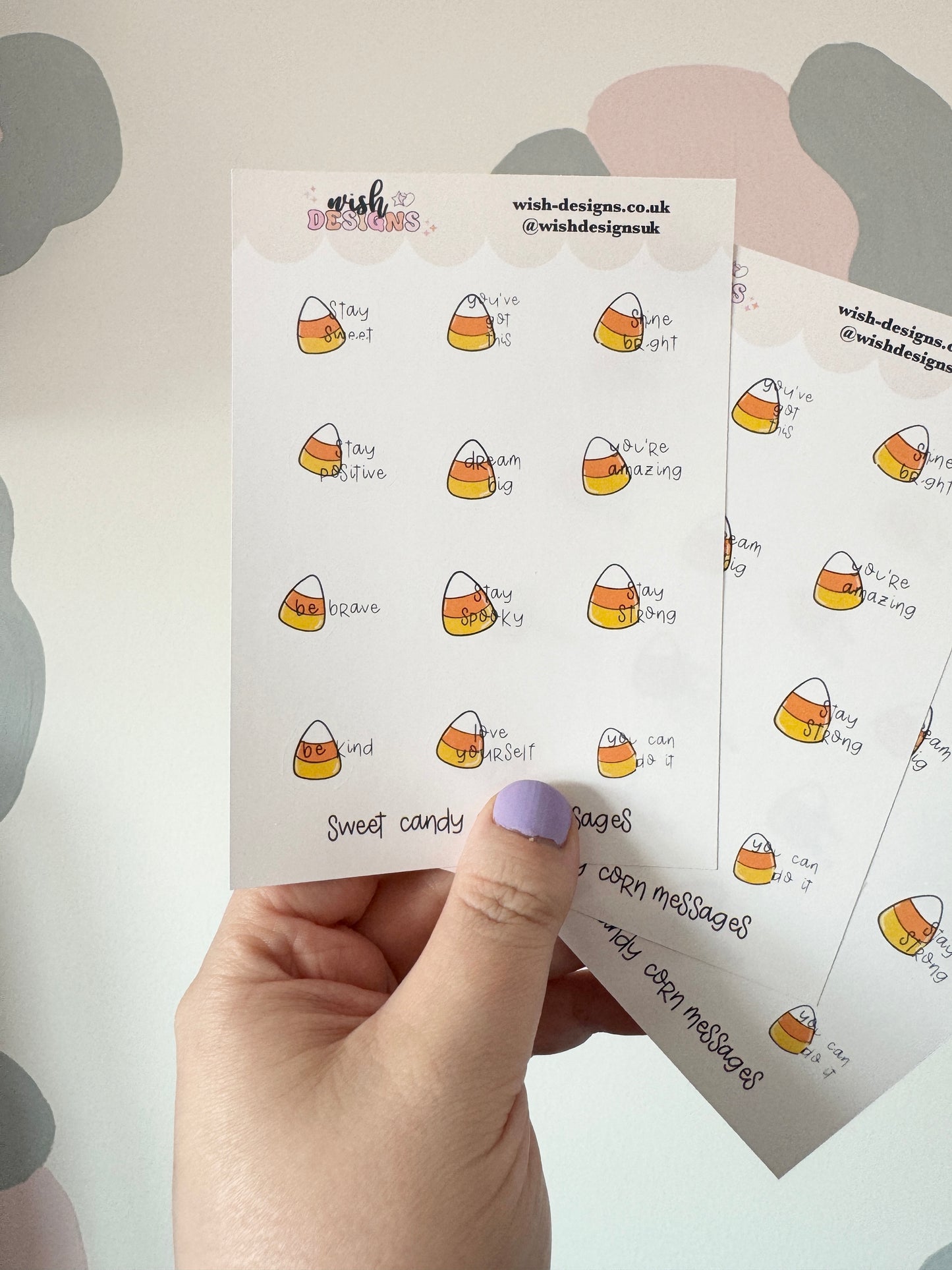 Sweet Candy Corn Messages Vinyl Sticker Sheet