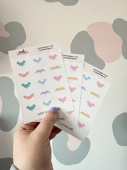 Pastel Halloween Bats Vinyl Sticker Sheet