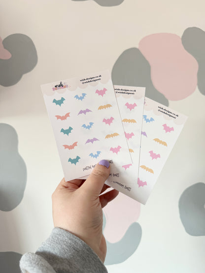 Pastel Halloween Bats Vinyl Sticker Sheet