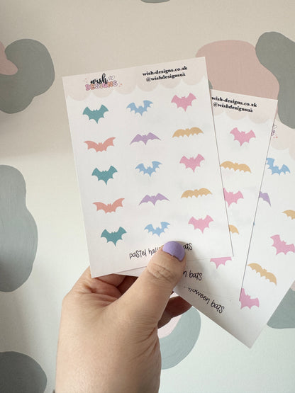 Pastel Halloween Bats Vinyl Sticker Sheet