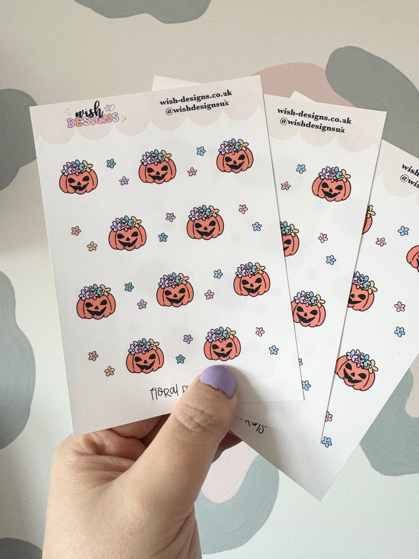 Floral Pumpkins Vinyl Sticker Sheet