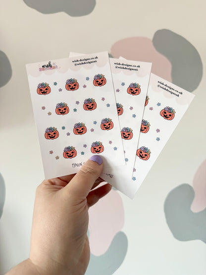 Floral Pumpkins Vinyl Sticker Sheet