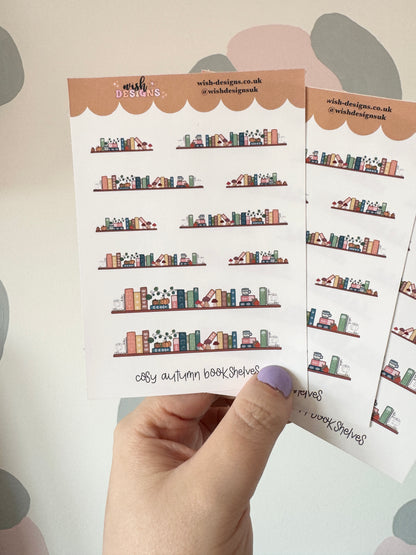 Cosy Autumn Bookshelves Vinyl Sticker Sheet