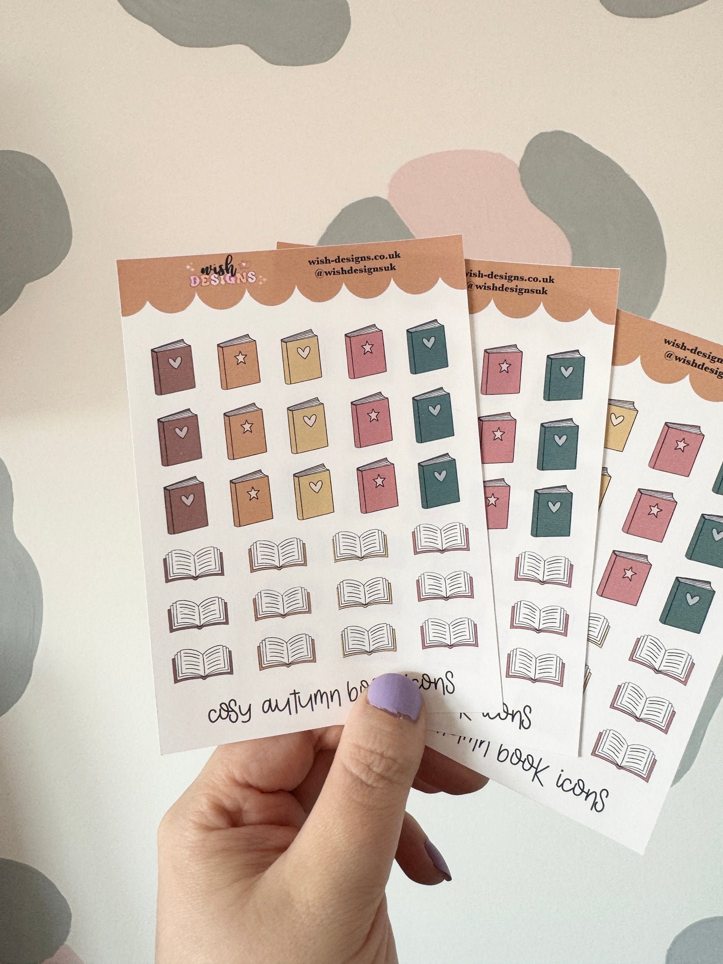 Cosy Autumn Book Icons Vinyl Sticker Sheet