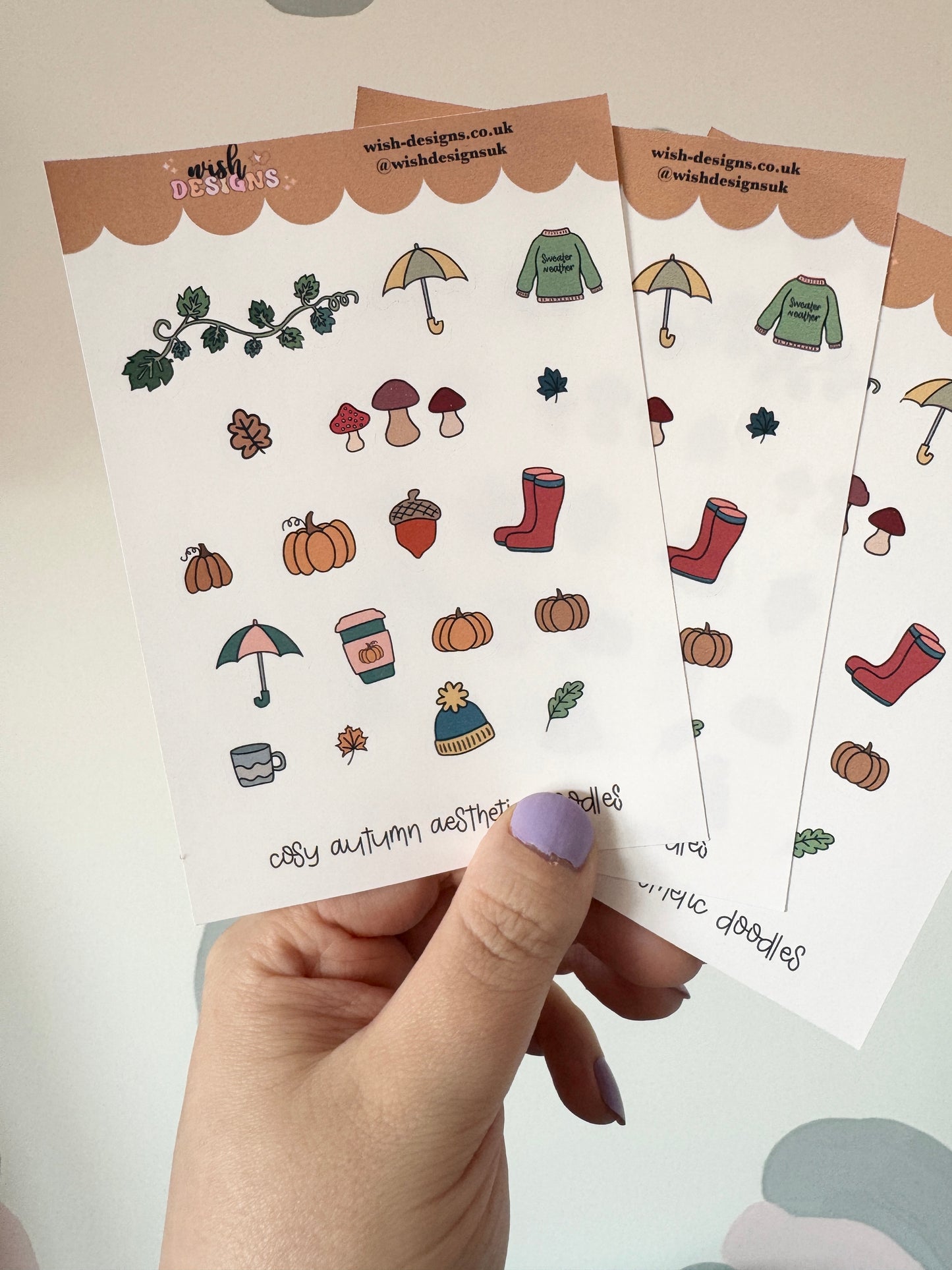 Cosy Autumn Aesthetic Doodles Vinyl Sticker Sheet