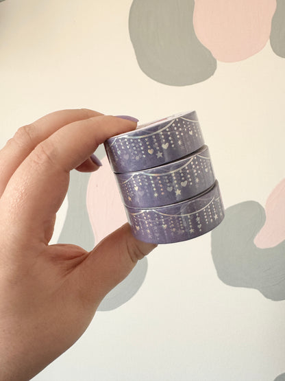 15mm Sparkle Garland Silver Foiled Washi Tape