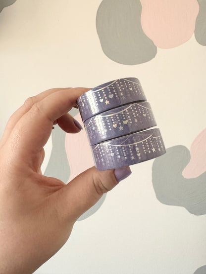 15mm Sparkle Garland Silver Foiled Washi Tape