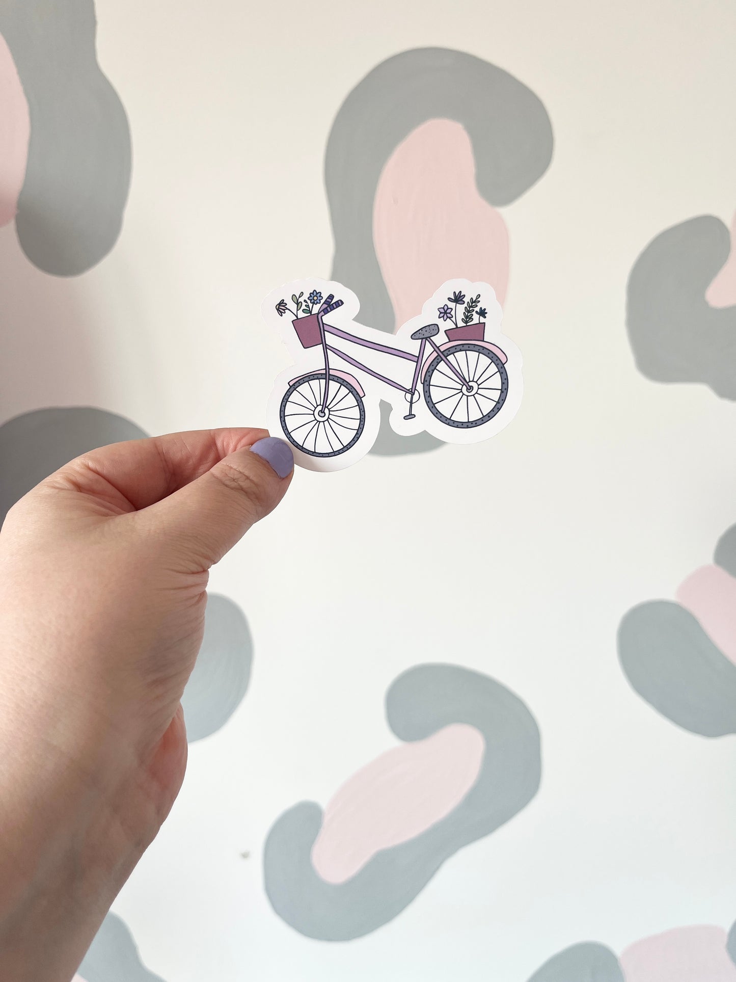 Flower Basket & Bicycle Vinyl Sticker