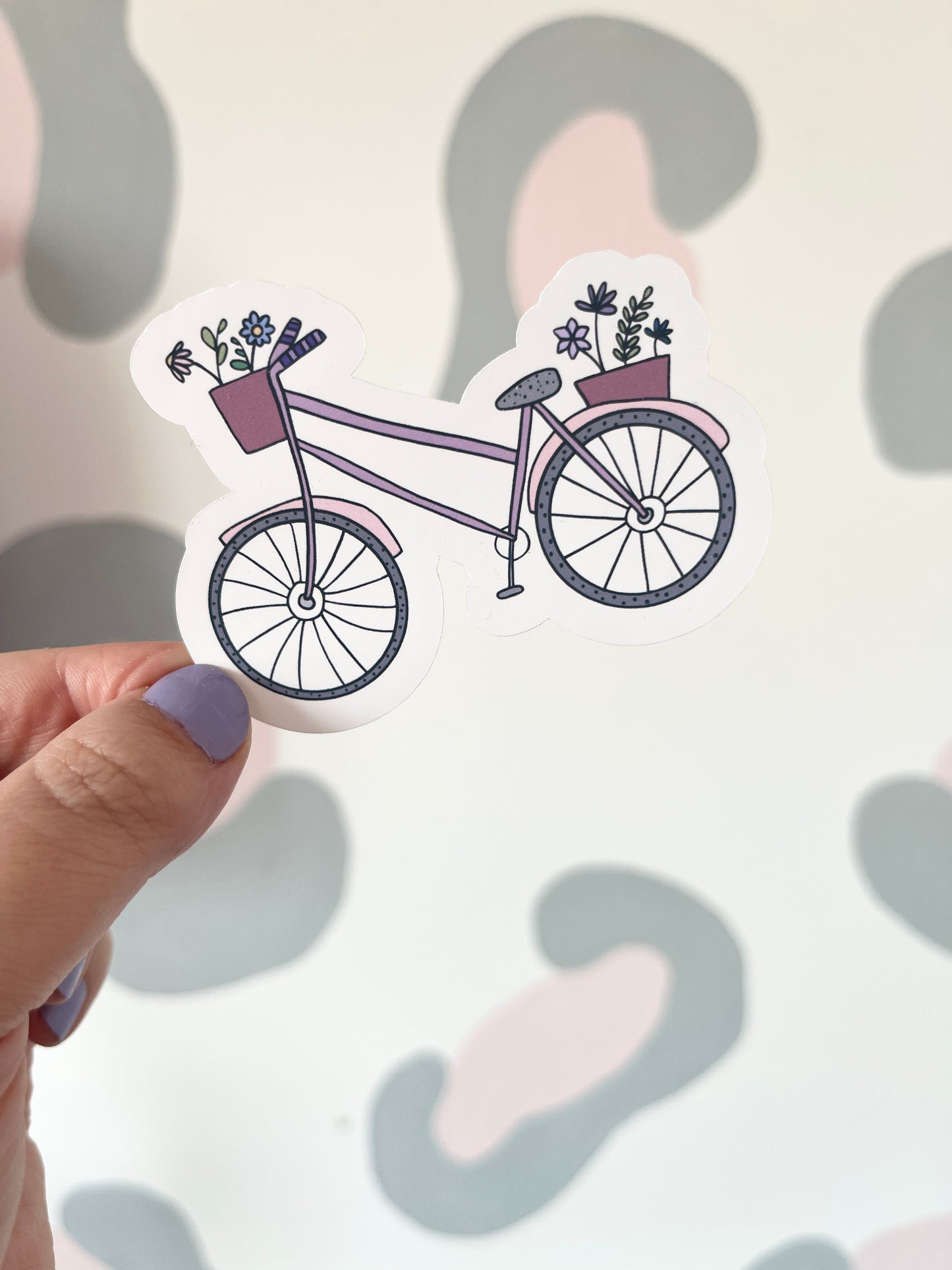Flower Basket & Bicycle Vinyl Sticker