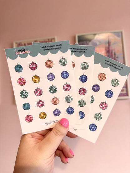 Colourful Disco Balls Vinyl Sticker Sheet