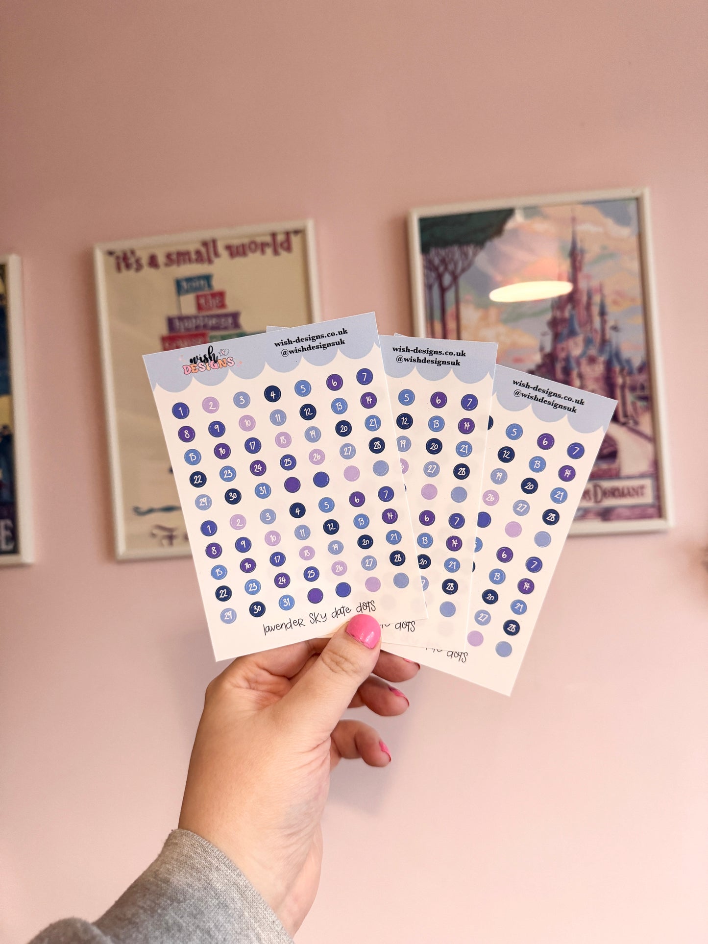 Lavender Sky Date Dots Vinyl Sticker Sheet