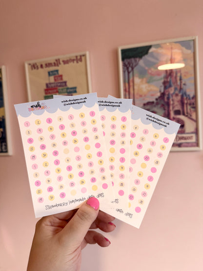 Strawberry Lemonade Date Dots Vinyl Sticker Sheet