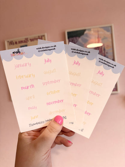 Strawberry Lemonade Months Vinyl Sticker Sheet