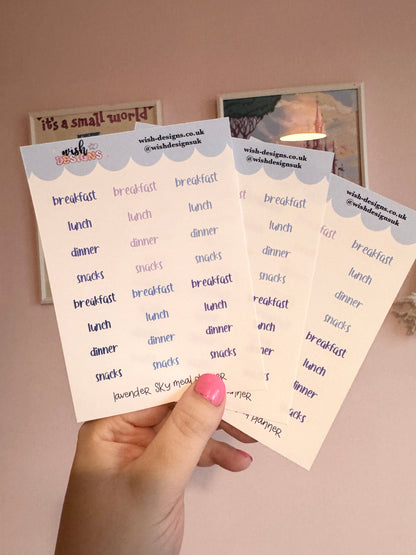 Lavender Sky Meal Planner Vinyl Sticker Sheet