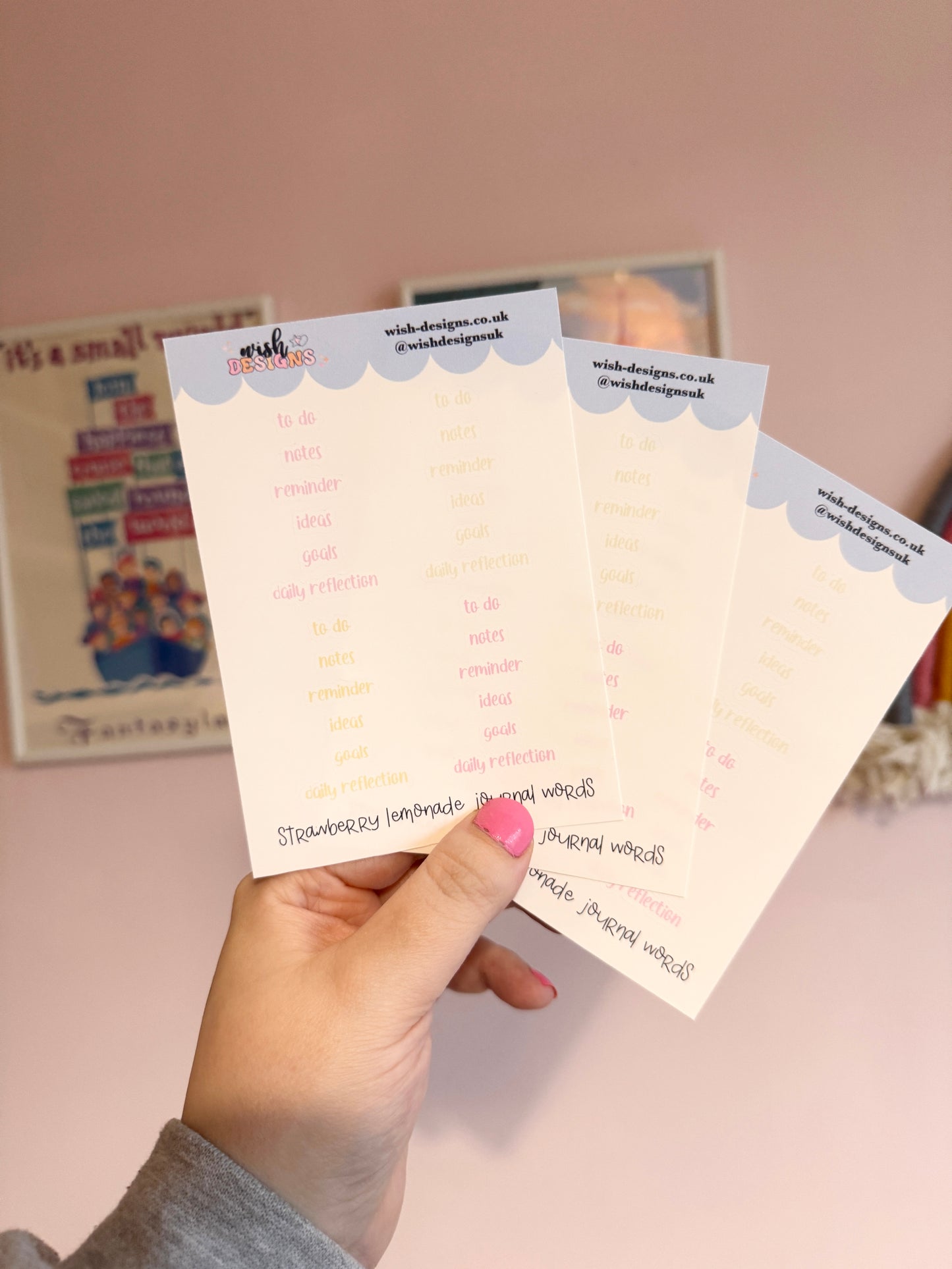 Strawberry Lemonade Journal Words Vinyl Sticker Sheet