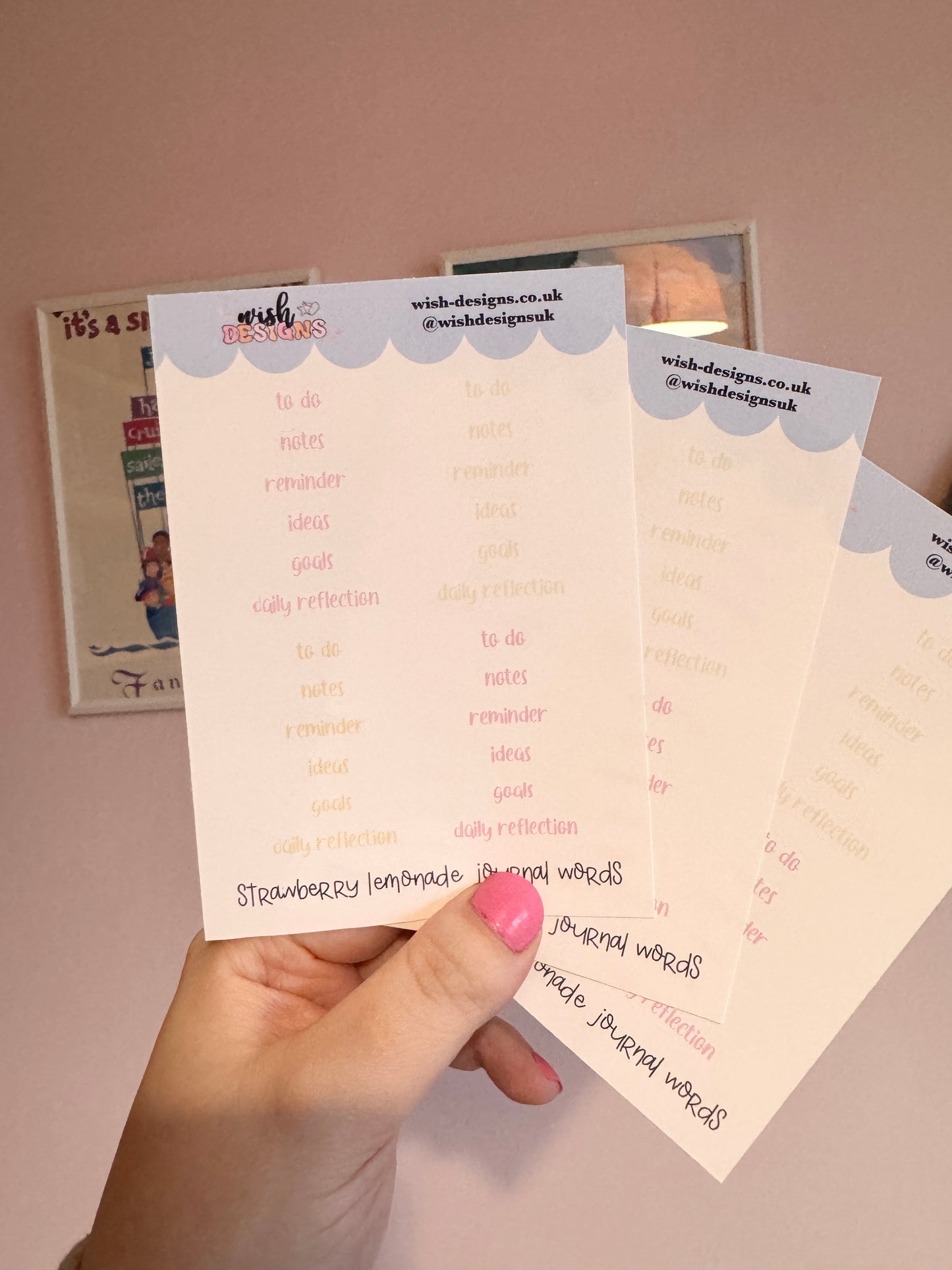 Strawberry Lemonade Journal Words Vinyl Sticker Sheet