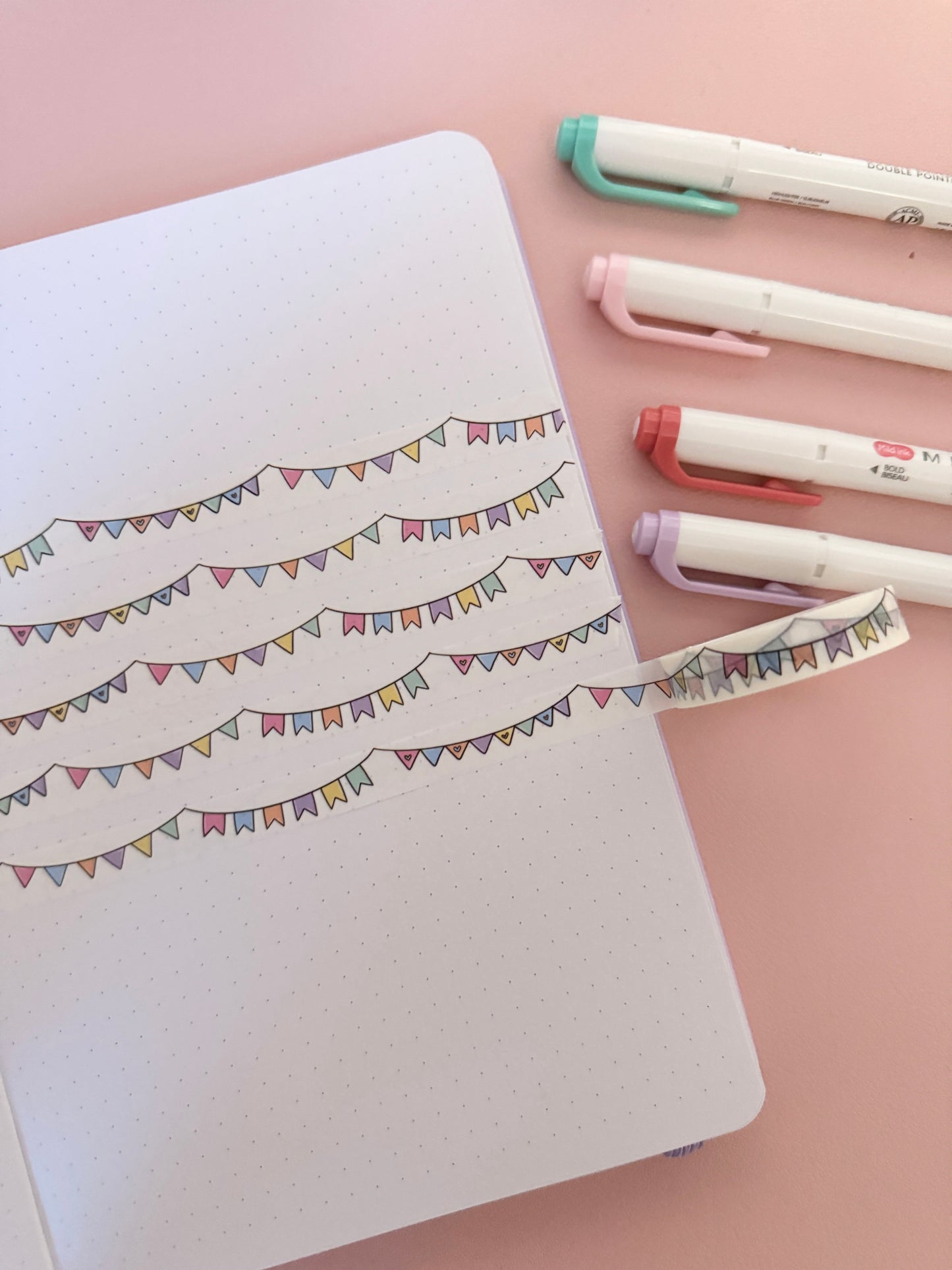 10mm Colourful Bunting Washi Tape