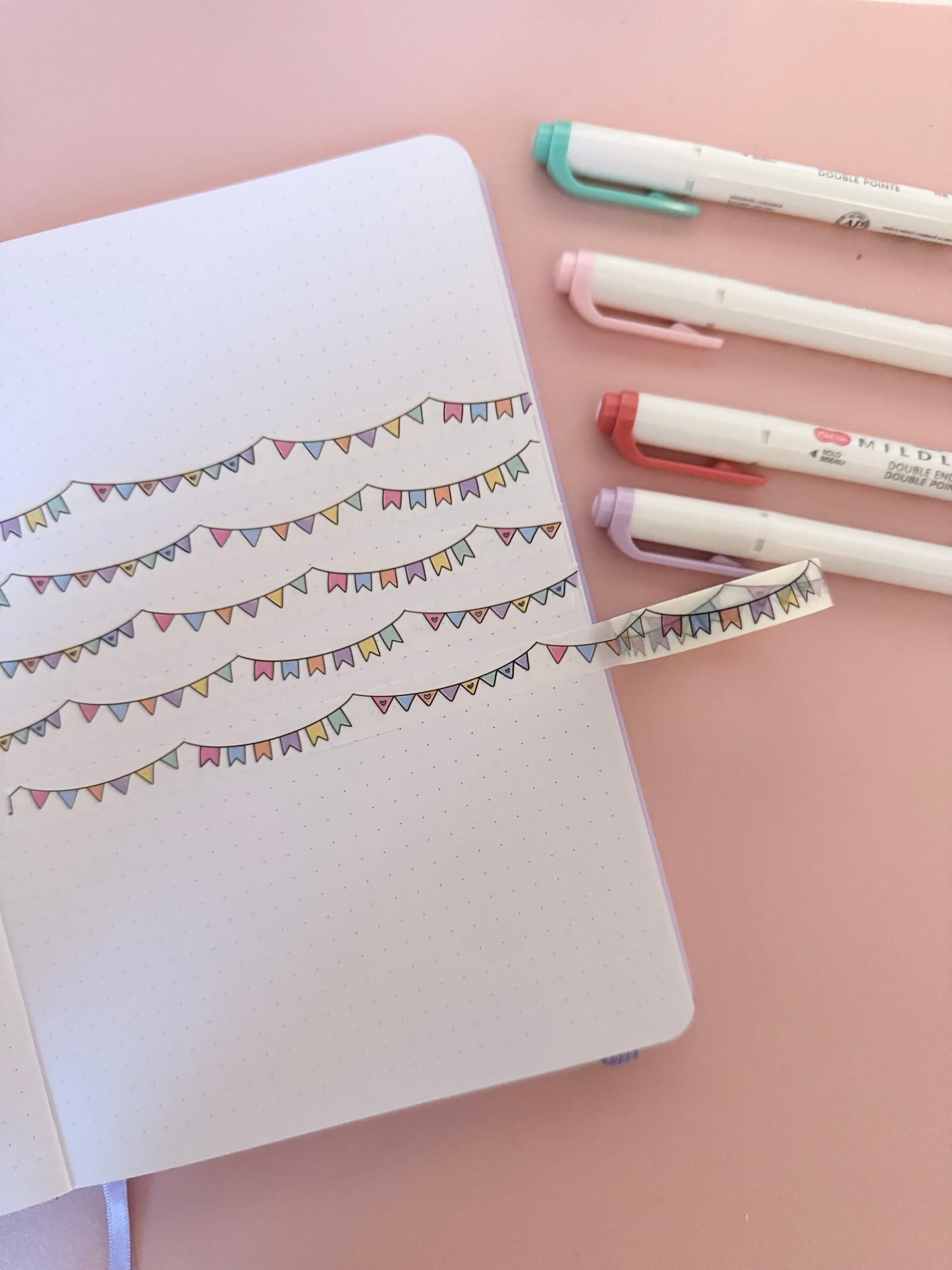 10mm Colourful Bunting Washi Tape