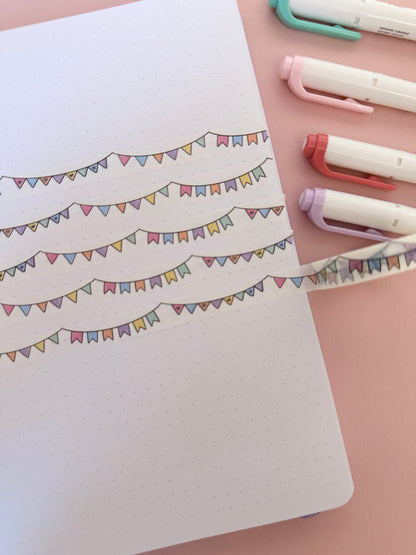 10mm Colourful Bunting Washi Tape