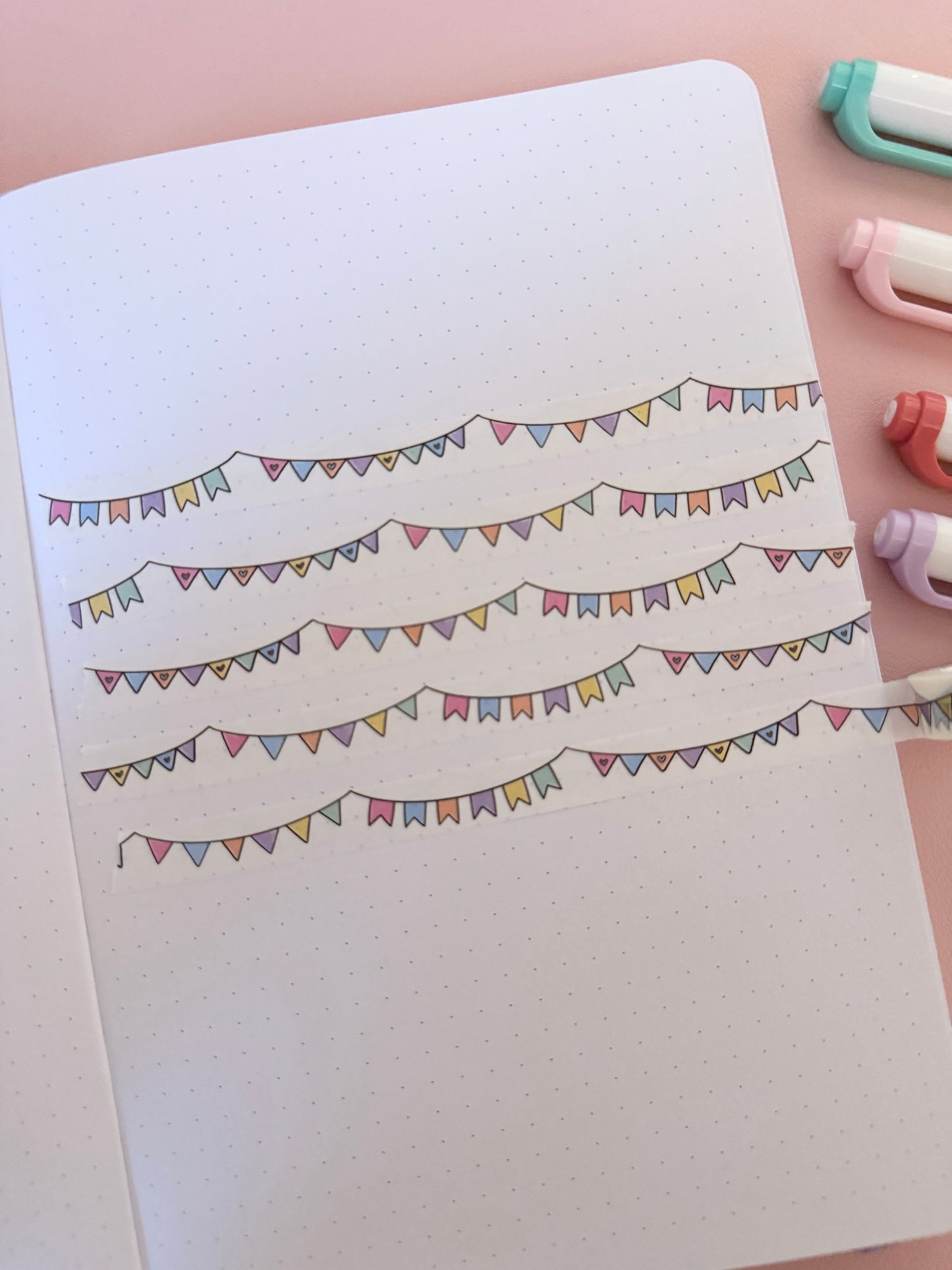 10mm Colourful Bunting Washi Tape