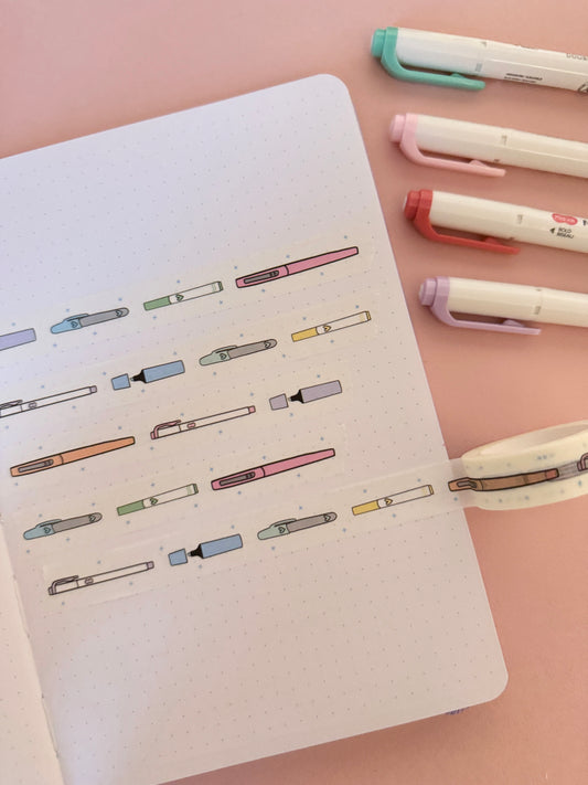 15mm Colourful Pens Washi Tape