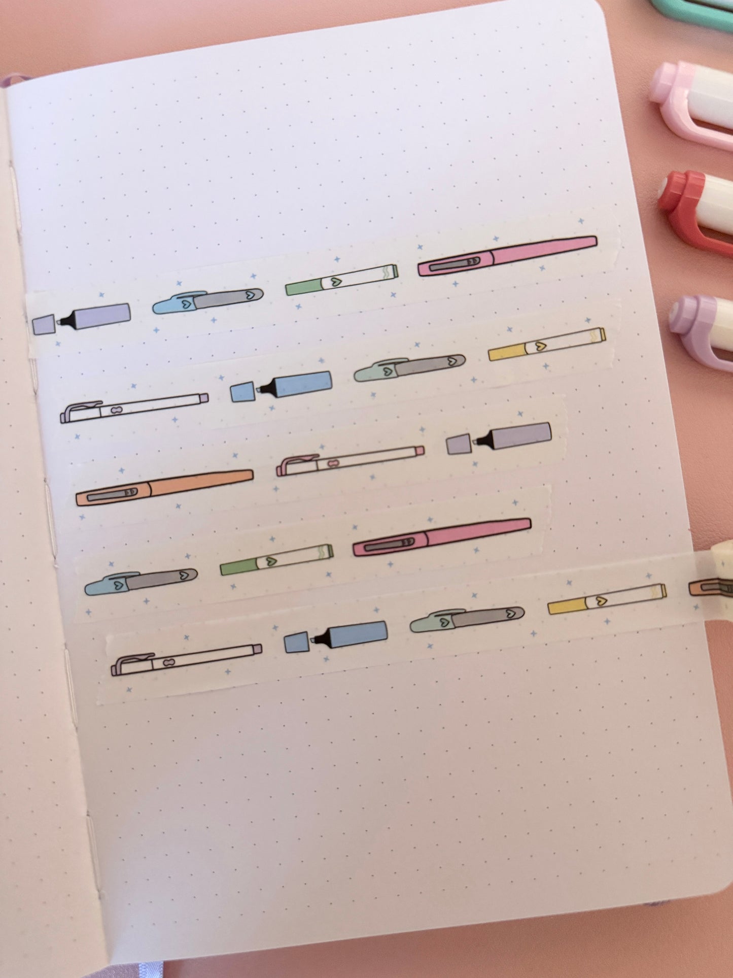 15mm Colourful Pens Washi Tape