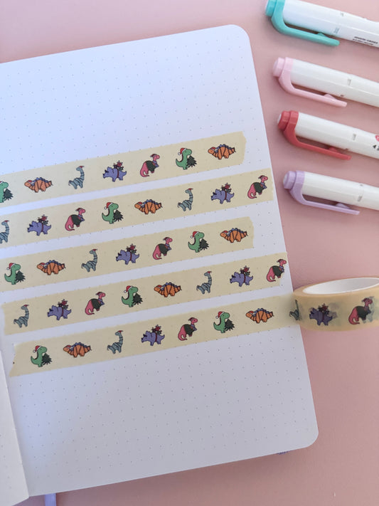 15mm Christmas Dinosaurs Washi Tape