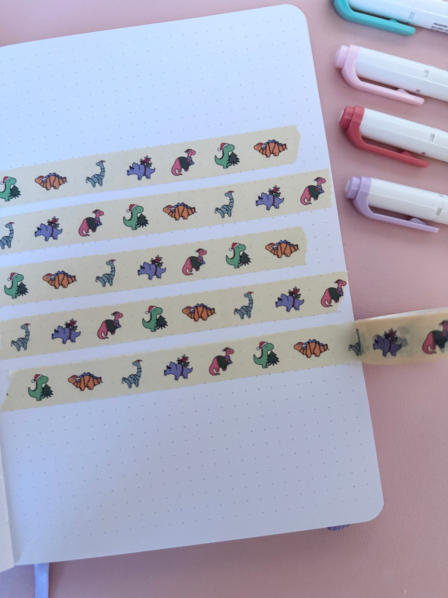 15mm Christmas Dinosaurs Washi Tape