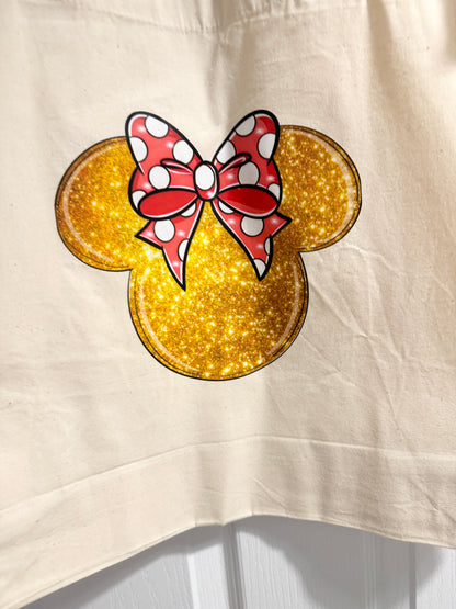 Gold Glitter Mouse Head Pouch/Tote Bag