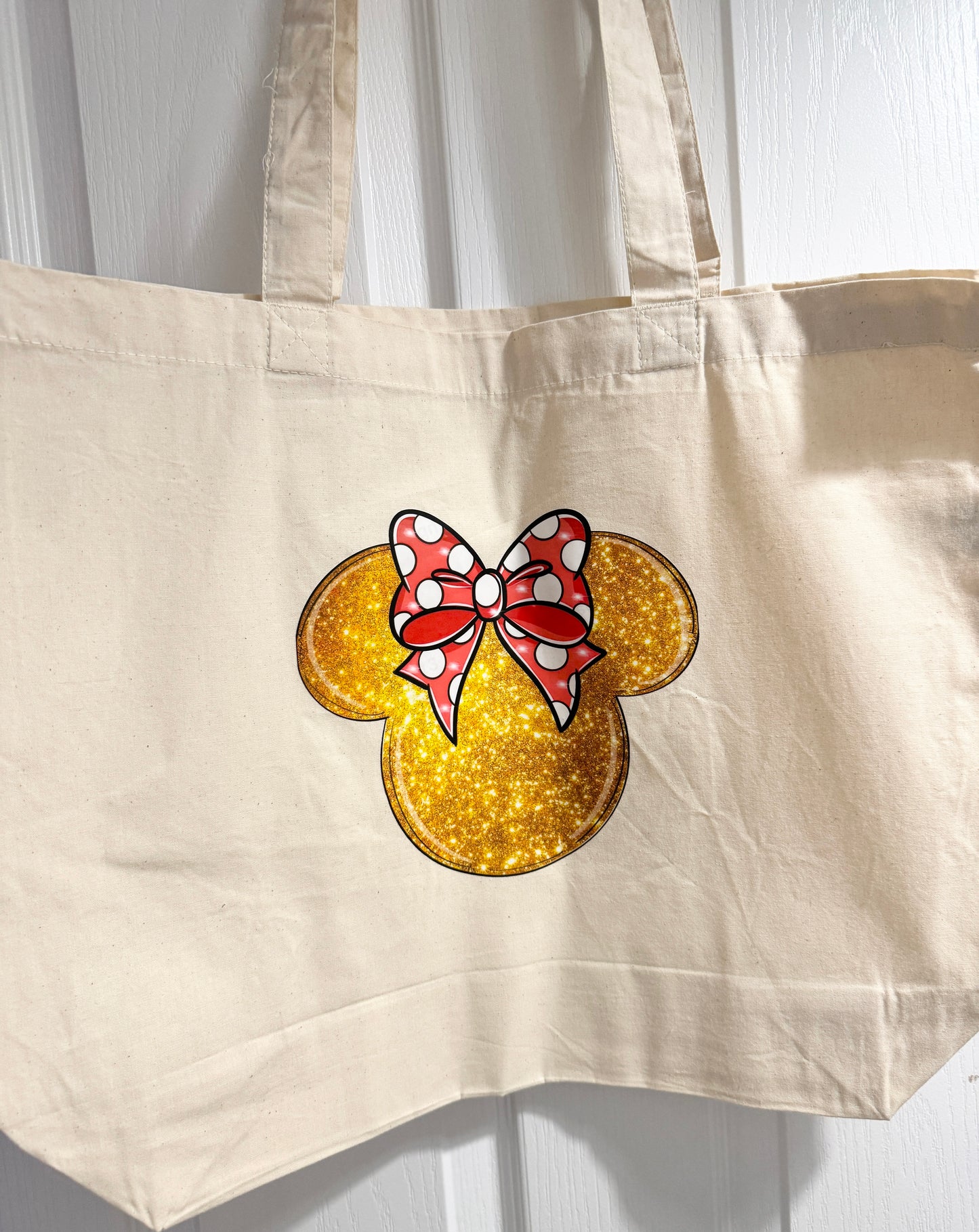 Gold Glitter Mouse Head Pouch/Tote Bag