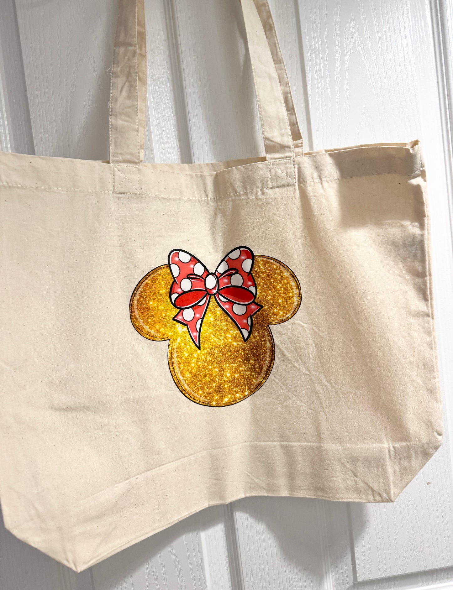 Gold Glitter Mouse Head Pouch/Tote Bag