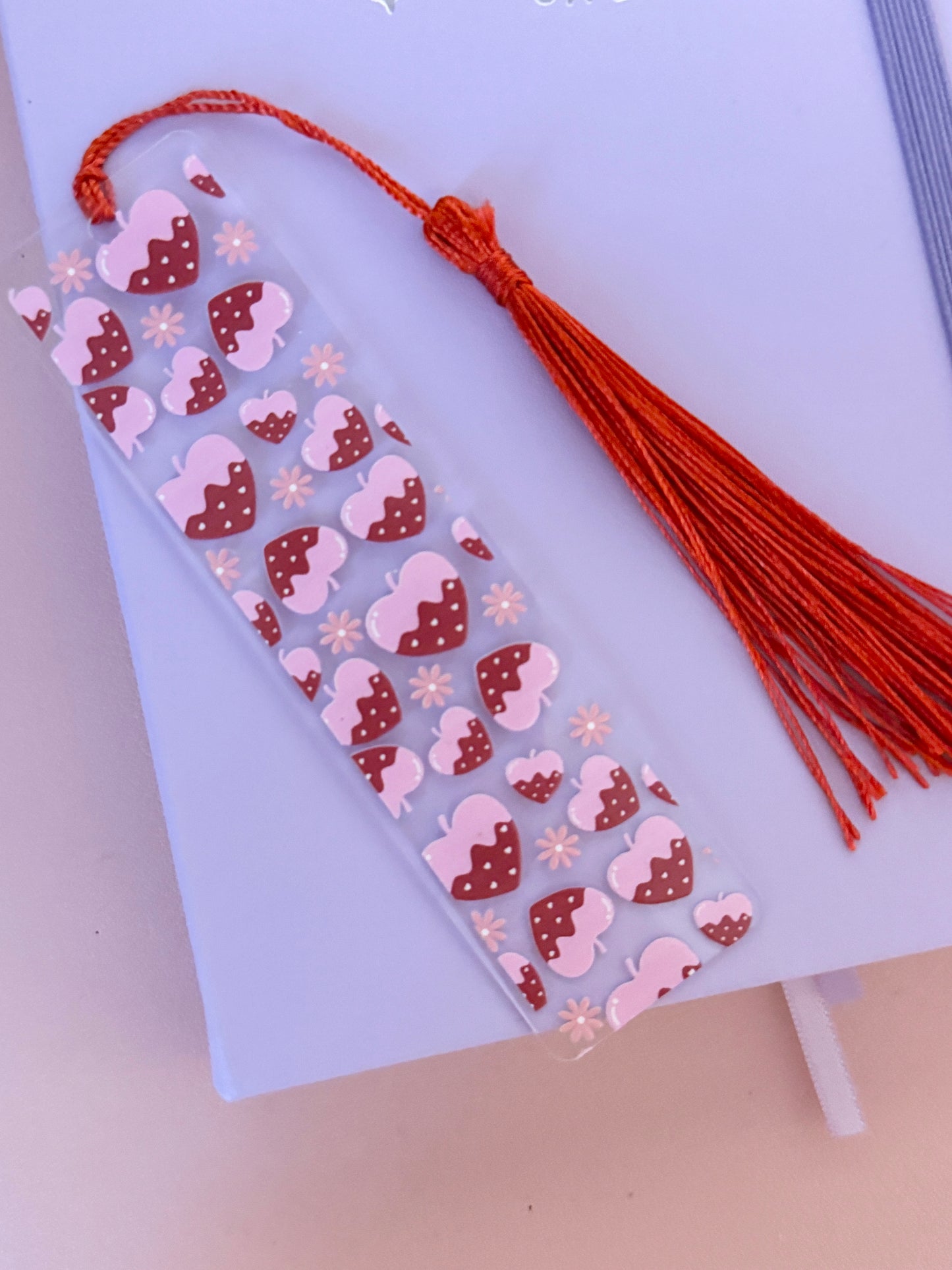 Strawberry Hearts Acrylic Bookmark