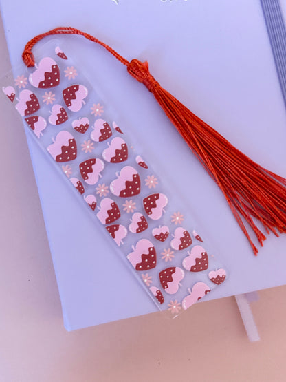 Strawberry Hearts Acrylic Bookmark